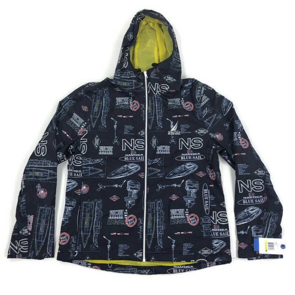 Nautica Mens Full Zip Jacket Windbreaker Sail Boat